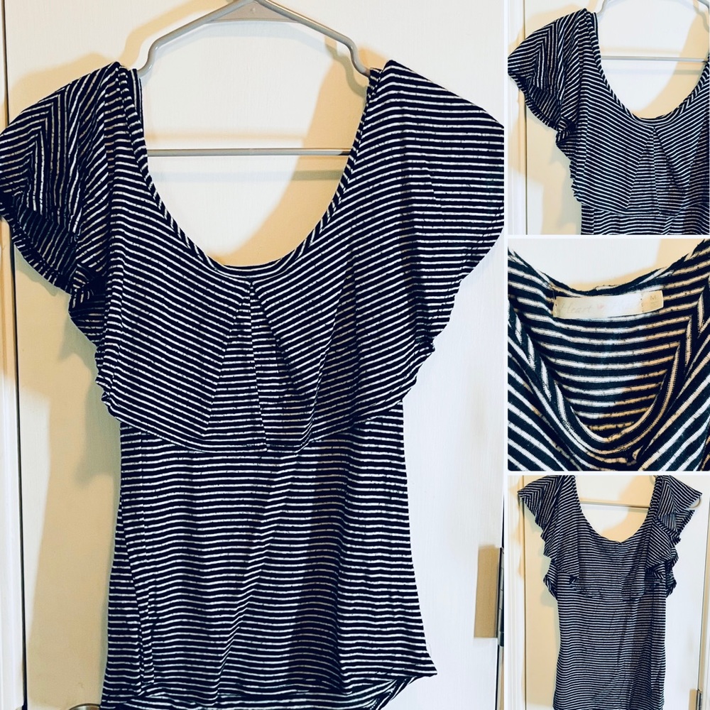 Heart & Hips Striped On/Off-Shoulder Top